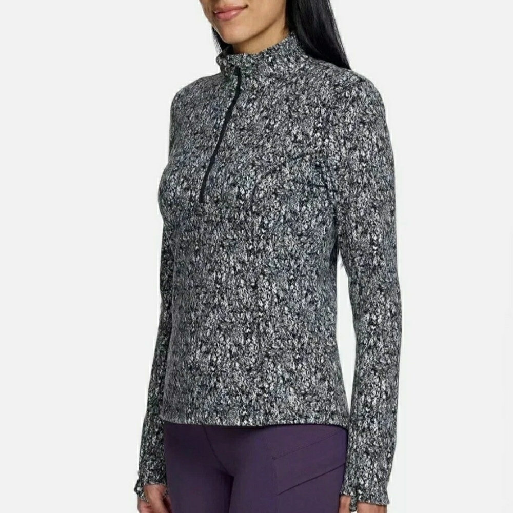 Spyder Women's Black & White Space-Dye Half-Zip Pullover